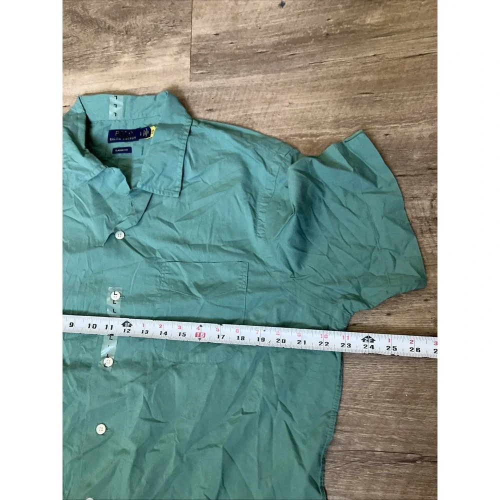 NWOT Polo Ralph Lauren GREEN Short Sleeve Classic Fit CAMP Shirt Purple Pony